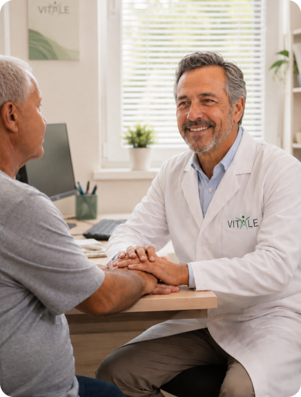 Médico da Clínica Vitale atendendo um paciente